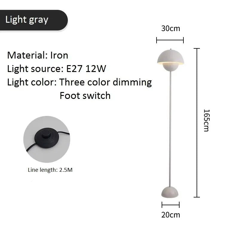 Lampadaire champignon moderne E27 en métal avec lumière LED dimmable pour ambiance cosy - Luminous Place