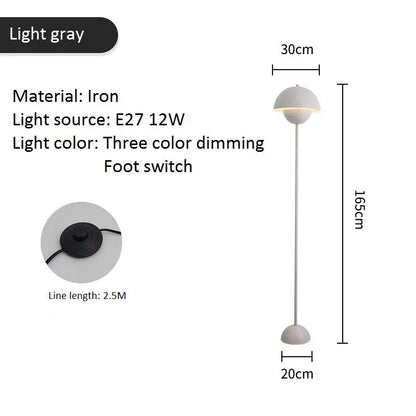 Lampadaire champignon moderne E27 en métal avec lumière LED dimmable pour ambiance cosy - Luminous Place