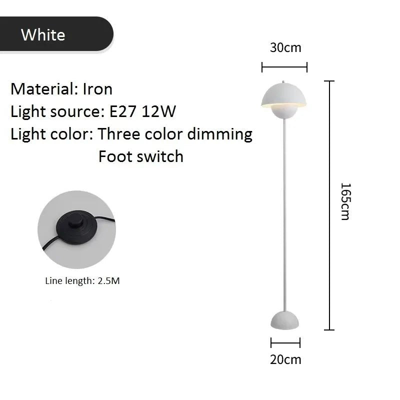 Lampadaire champignon moderne E27 en métal avec lumière LED dimmable pour ambiance cosy - Luminous Place