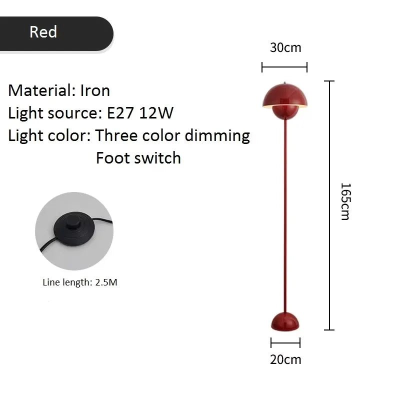 Lampadaire champignon moderne E27 en métal avec lumière LED dimmable pour ambiance cosy - Luminous Place