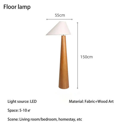 Lampadaire conique en bois massif style Wabi - sabi avec lumière LED chaleureuse - Luminous Place