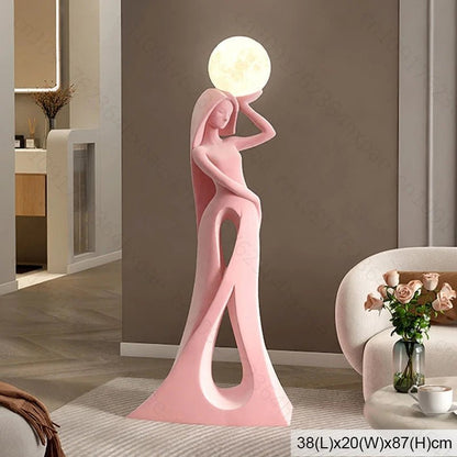 Lampadaire décoratif flocage avec veilleuse, art abstrait humain, ambiance chaleureuse - Luminous Place