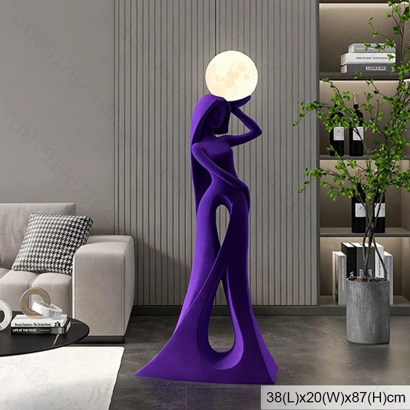 Lampadaire décoratif flocage avec veilleuse, art abstrait humain, ambiance chaleureuse - Luminous Place