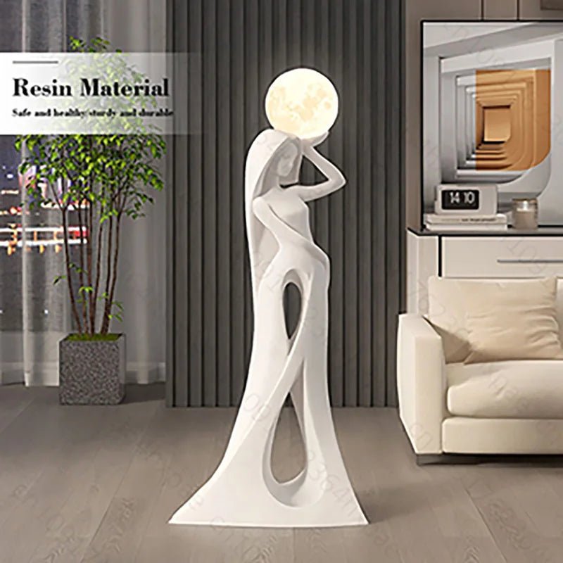 Lampadaire décoratif flocage avec veilleuse, art abstrait humain, ambiance chaleureuse - Luminous Place