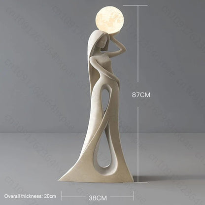 Lampadaire décoratif flocage avec veilleuse, art abstrait humain, ambiance chaleureuse - Luminous Place