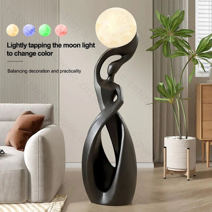 Lampadaire design en résine, sculpture abstraite moderne, lumière d'ambiance chaleureuse - Luminous Place