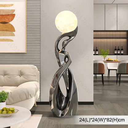 Lampadaire design en résine, sculpture abstraite moderne, lumière d'ambiance chaleureuse - Luminous Place