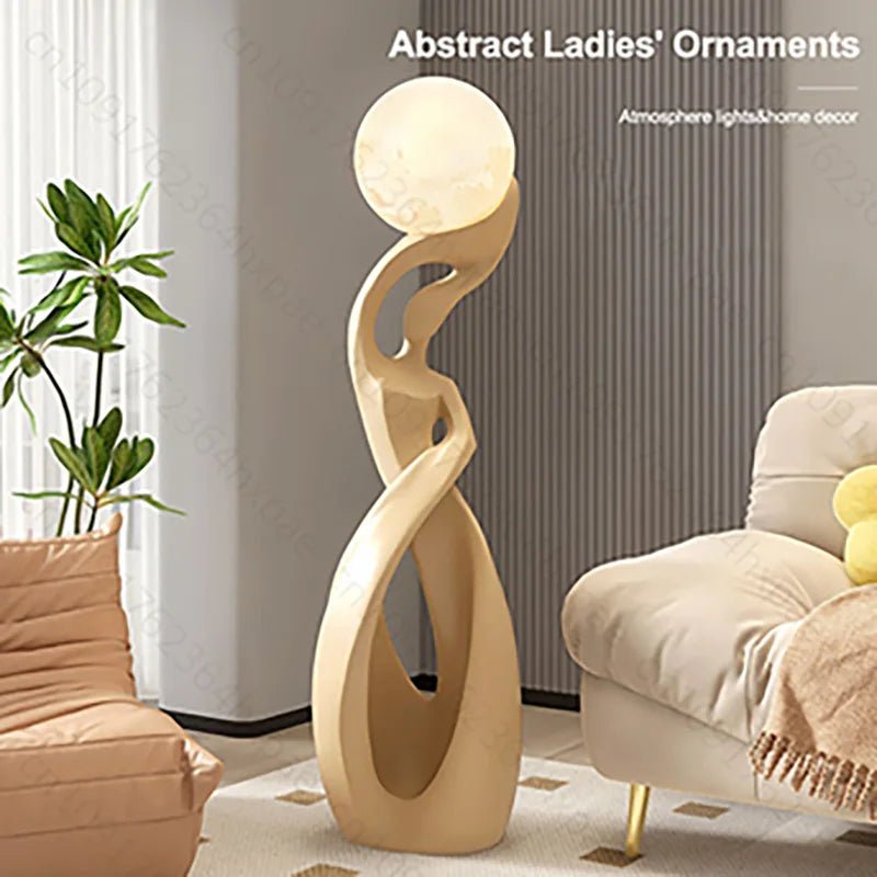 Lampadaire design en résine, sculpture abstraite moderne, lumière d'ambiance chaleureuse - Luminous Place