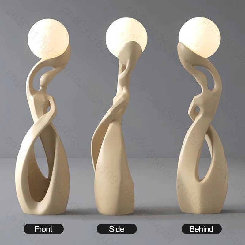Lampadaire design en résine, sculpture abstraite moderne, lumière d'ambiance chaleureuse - Luminous Place