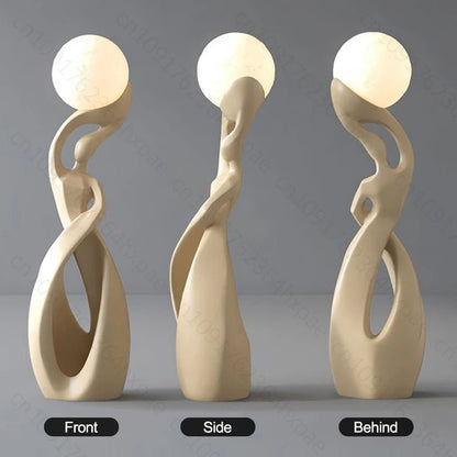 Lampadaire design en résine, sculpture abstraite moderne, lumière d'ambiance chaleureuse - Luminous Place