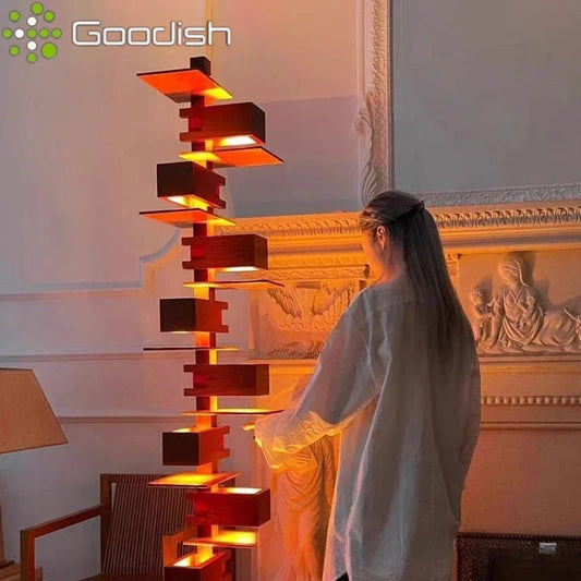 Lampadaire design italien en bois multicouche LED pour ambiance chaleureuse - Luminous Place