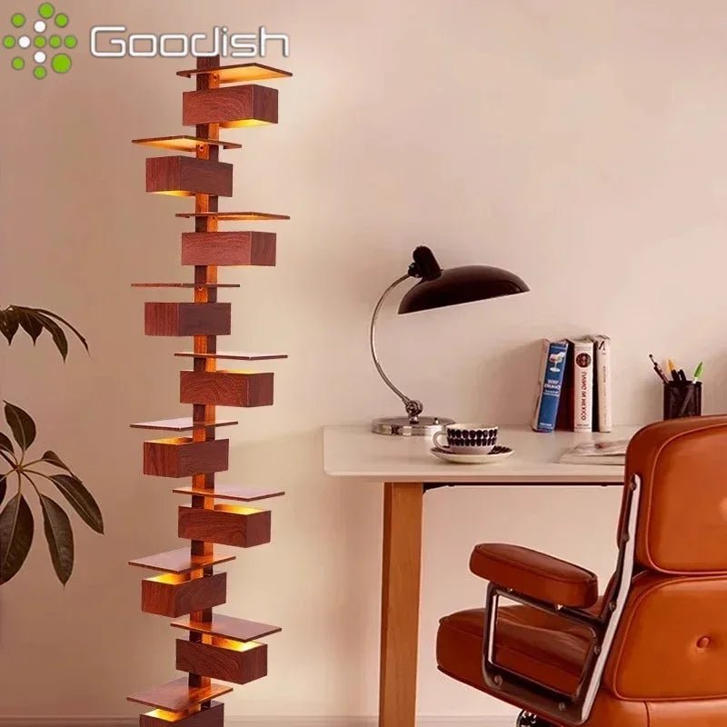 Lampadaire design italien en bois multicouche LED pour ambiance chaleureuse - Luminous Place