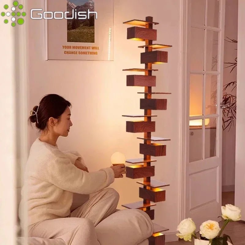 Lampadaire design italien en bois multicouche LED pour ambiance chaleureuse - Luminous Place