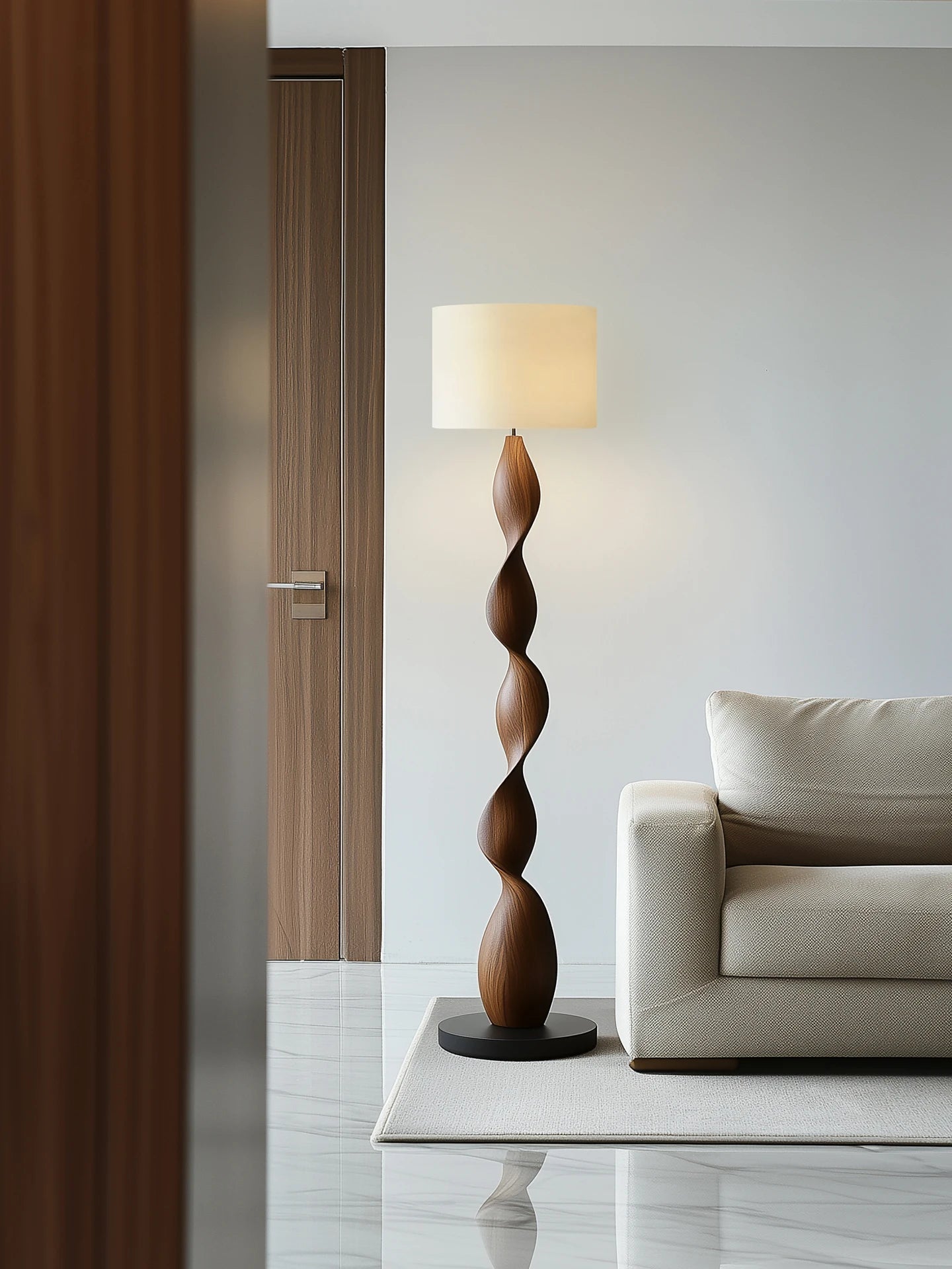 Lampadaire en bois design contemporain avec lumière LED ambiance chaleureuse - Luminous Place