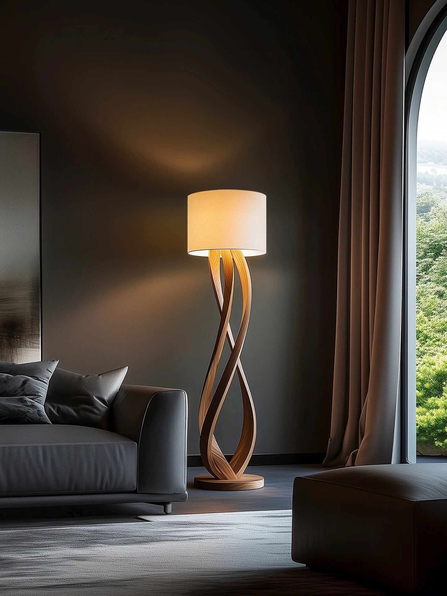 Lampadaire en bois design contemporain avec lumière LED ambiance chaleureuse - Luminous Place