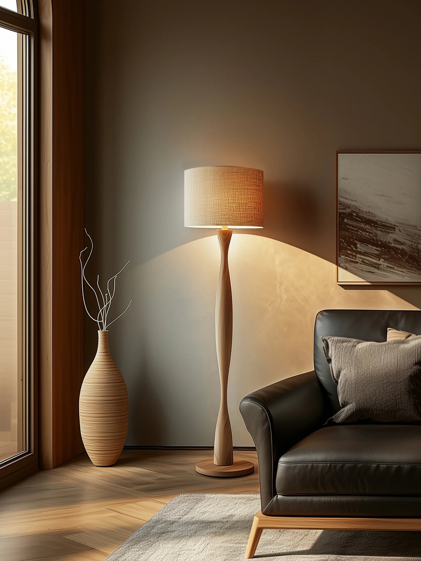 Lampadaire en bois design contemporain avec lumière LED ambiance chaleureuse - Luminous Place