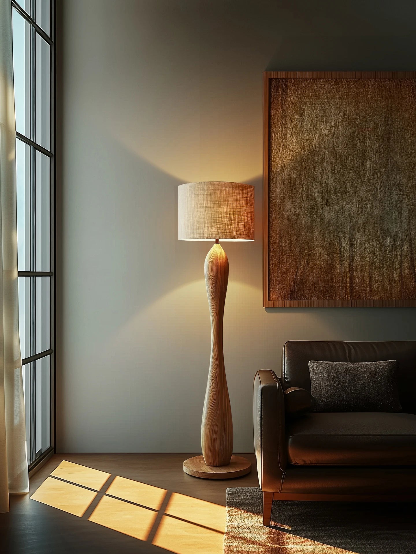 Lampadaire en bois design contemporain avec lumière LED ambiance chaleureuse - Luminous Place