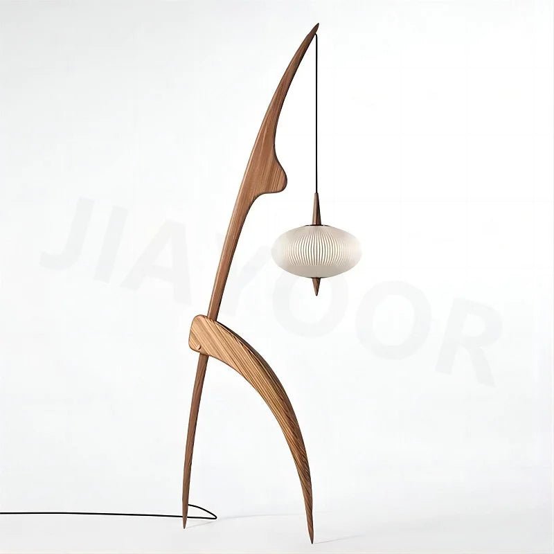 Lampadaire en bois massif style chinois rétro, lumière chaude ambiance cosy - Luminous Place