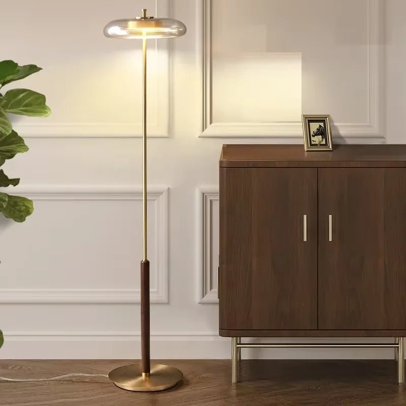 Lampadaire en verre rétro doré design artistique pour salon et chambre - Luminous Place