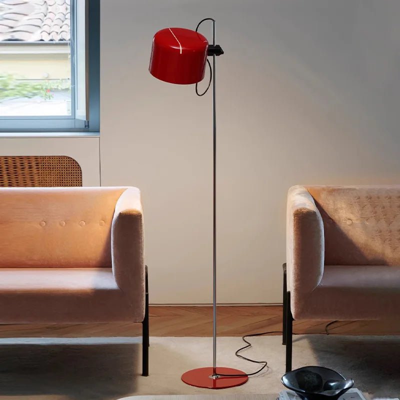 Lampadaire italien en aluminium rouge, noir et blanc, angle réglable, design minimaliste - Luminous Place