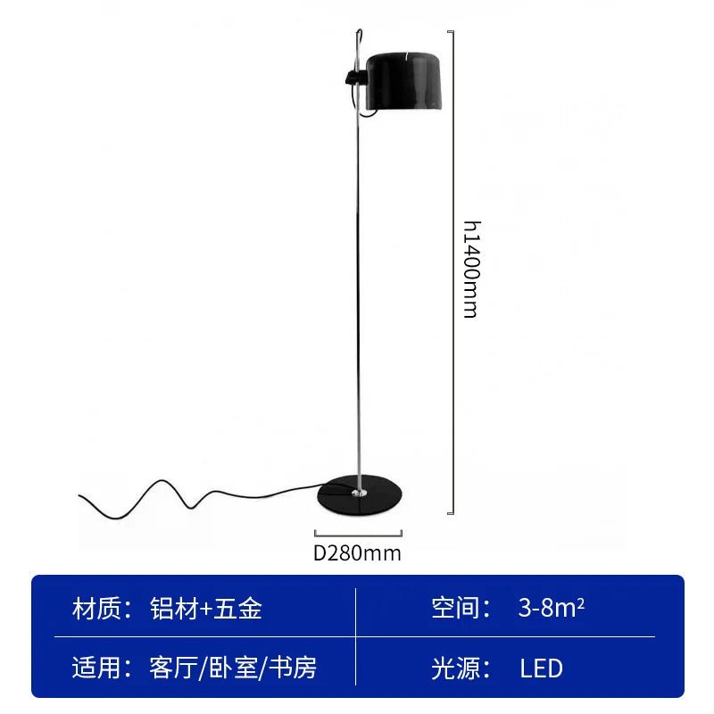 Lampadaire italien en aluminium rouge, noir et blanc, angle réglable, design minimaliste - Luminous Place