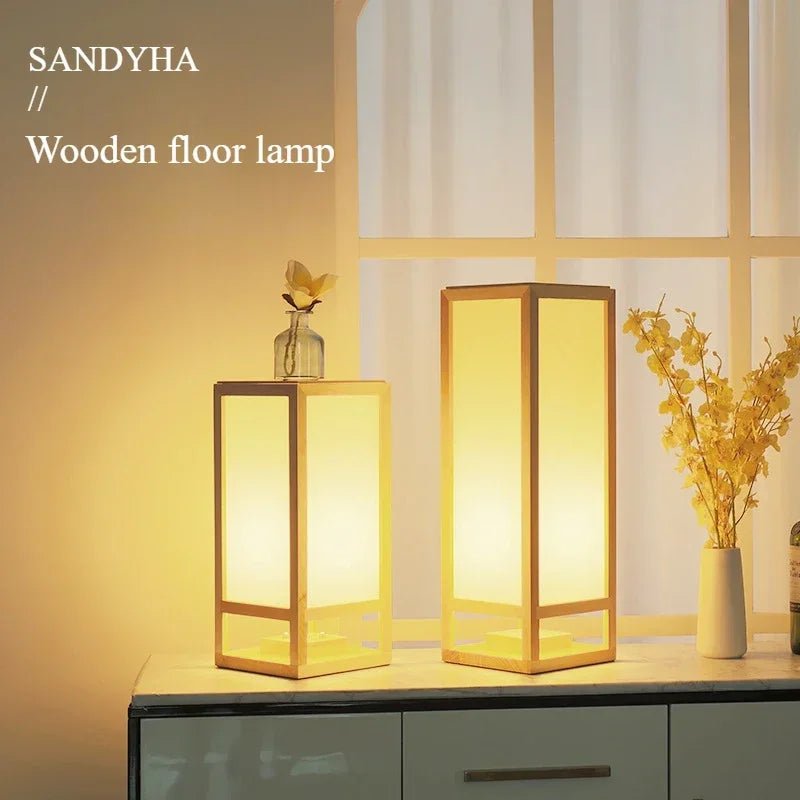 Lampadaire japonais en bois massif SANDYHA LED pour ambiance chaleureuse - Luminous Place