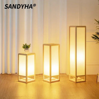 Lampadaire japonais en bois massif SANDYHA LED pour ambiance chaleureuse - Luminous Place