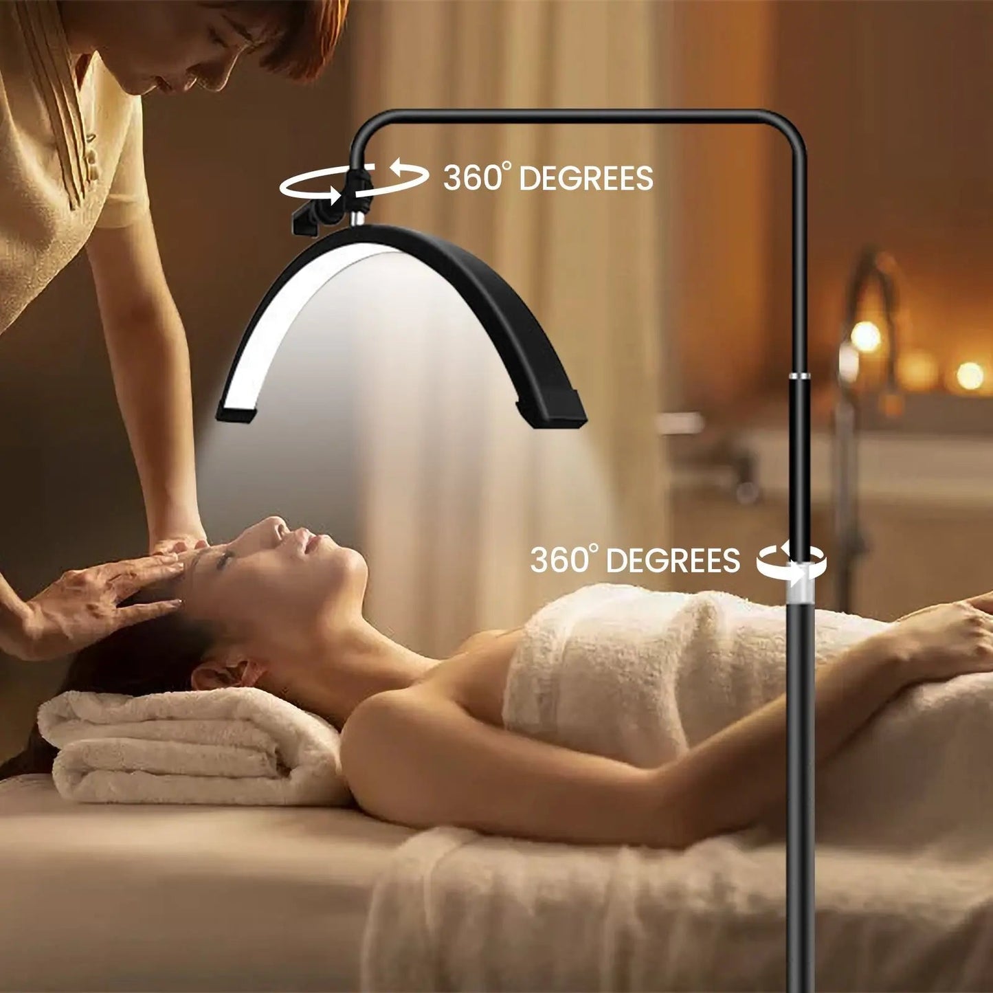 Lampadaire LED 40W à intensité variable 3000K - 6000K, 24 pouces, lampe demi - lune pour beauté - Luminous Place