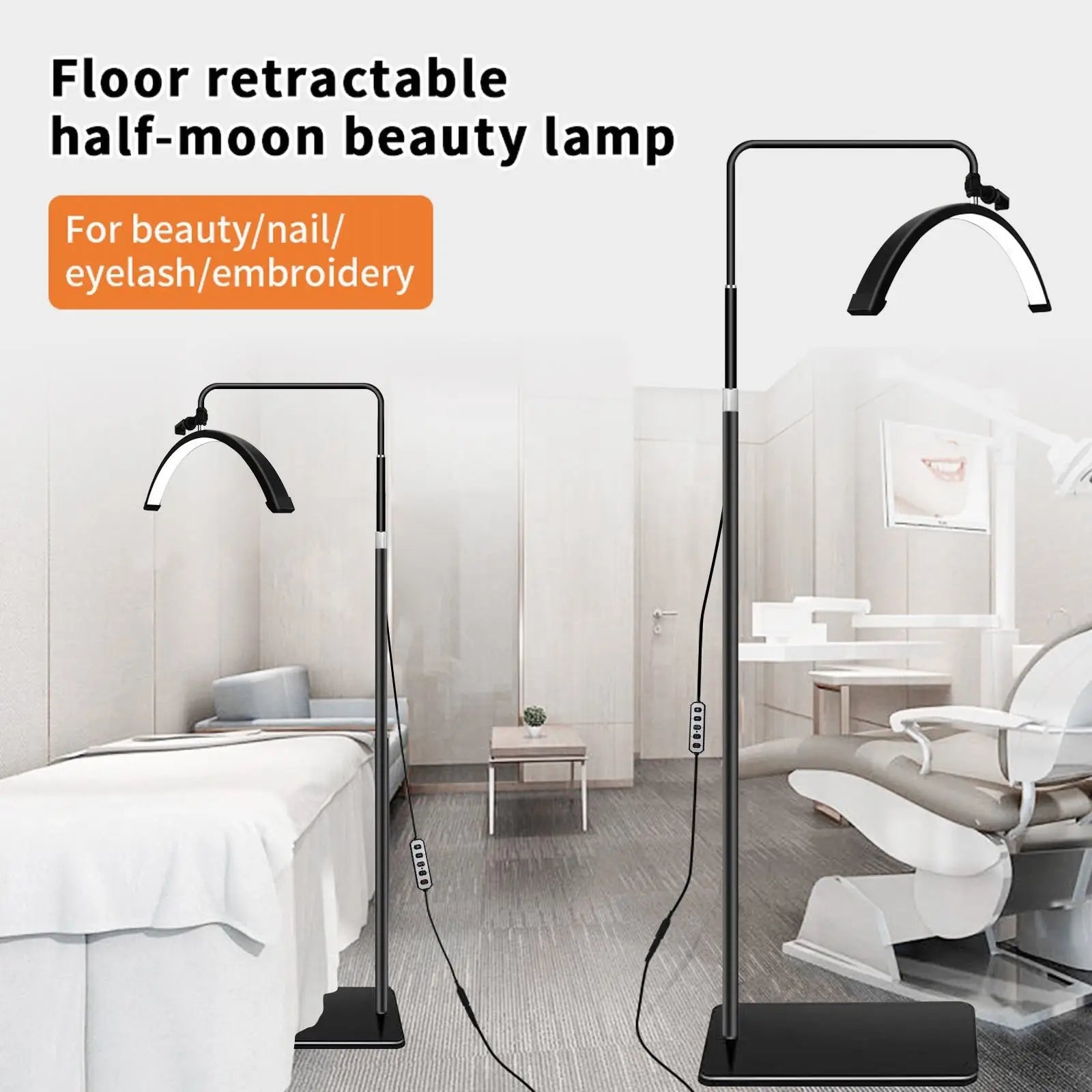 Lampadaire LED 40W à intensité variable 3000K - 6000K, 24 pouces, lampe demi - lune pour beauté - Luminous Place