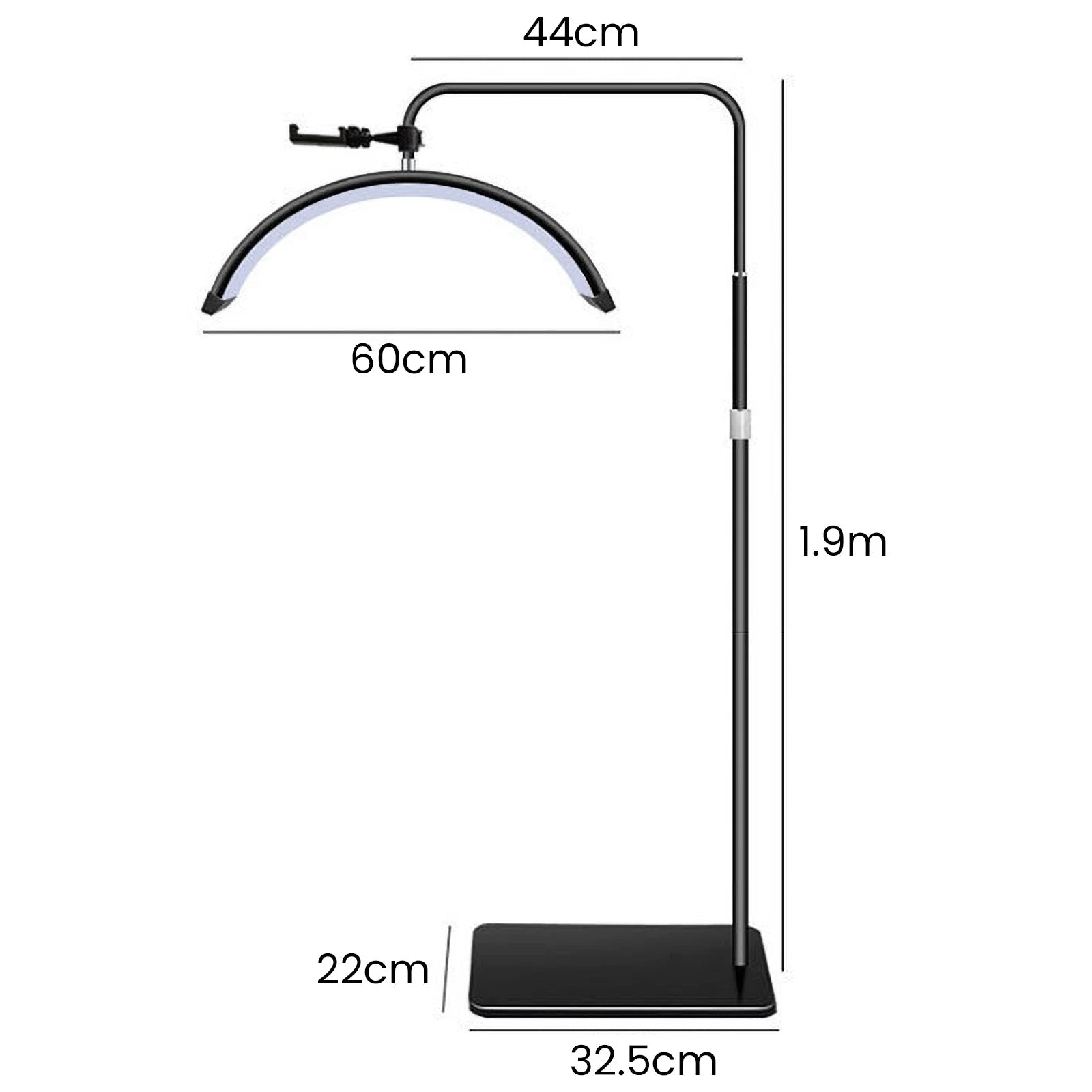Lampadaire LED 40W à intensité variable 3000K - 6000K, 24 pouces, lampe demi - lune pour beauté - Luminous Place
