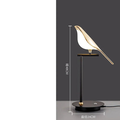 Lampadaire LED autoportant oiseau en acrylique design Art Déco - Luminous Place
