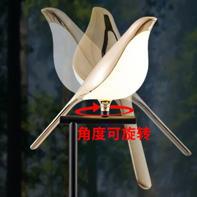 Lampadaire LED autoportant oiseau en acrylique design Art Déco - Luminous Place