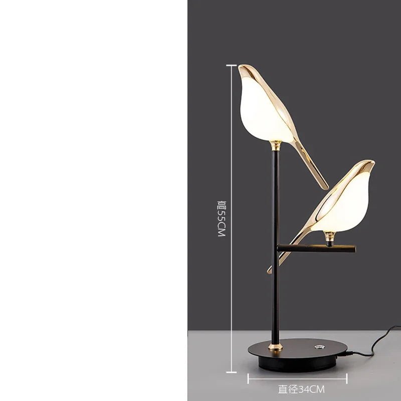 Lampadaire LED autoportant oiseau en acrylique design Art Déco - Luminous Place