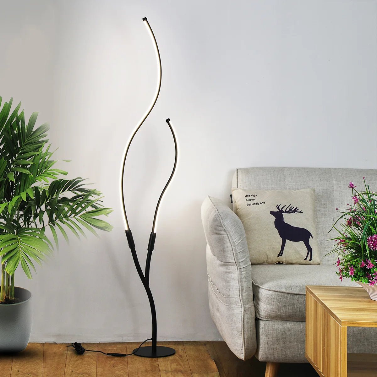 Lampadaire LED créatif en branches d'arbre avec télécommande, lumière chaleureuse pour salon et chambre - Luminous Place