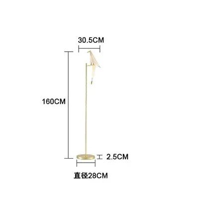 Lampadaire LED design oiseau en acier brossé, lumière chaleureuse d’intérieur - Luminous Place