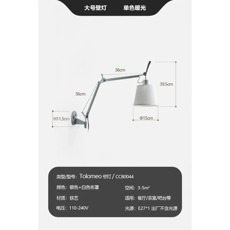 Lampadaire LED industriel en métal, bras réglable télescopique, ambiance cosy - Luminous Place