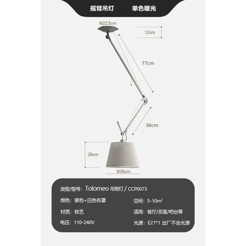 Lampadaire LED industriel en métal, bras réglable télescopique, ambiance cosy - Luminous Place