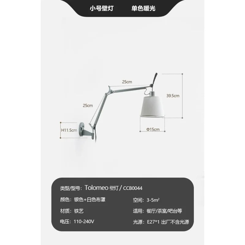 Lampadaire LED industriel en métal, bras réglable télescopique, ambiance cosy - Luminous Place