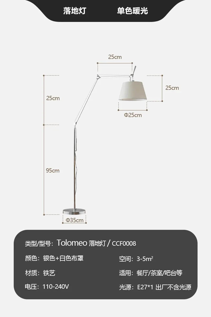 Lampadaire LED industriel en métal, bras réglable télescopique, ambiance cosy - Luminous Place