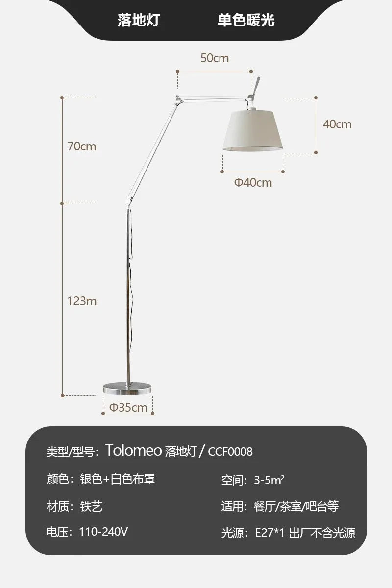 Lampadaire LED industriel en métal, bras réglable télescopique, ambiance cosy - Luminous Place