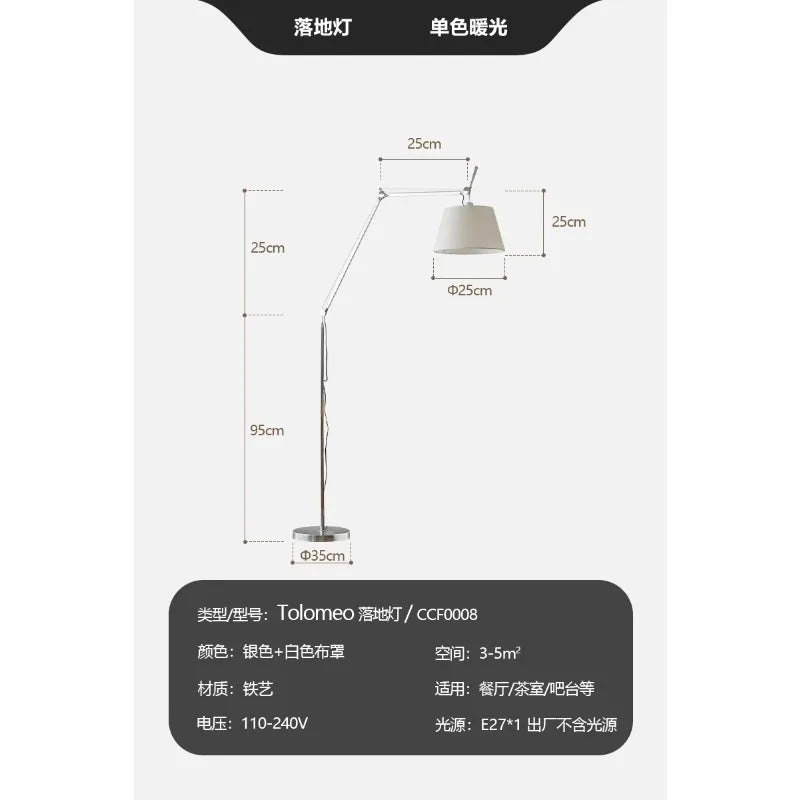 Lampadaire LED industriel en métal, bras réglable télescopique, ambiance cosy - Luminous Place