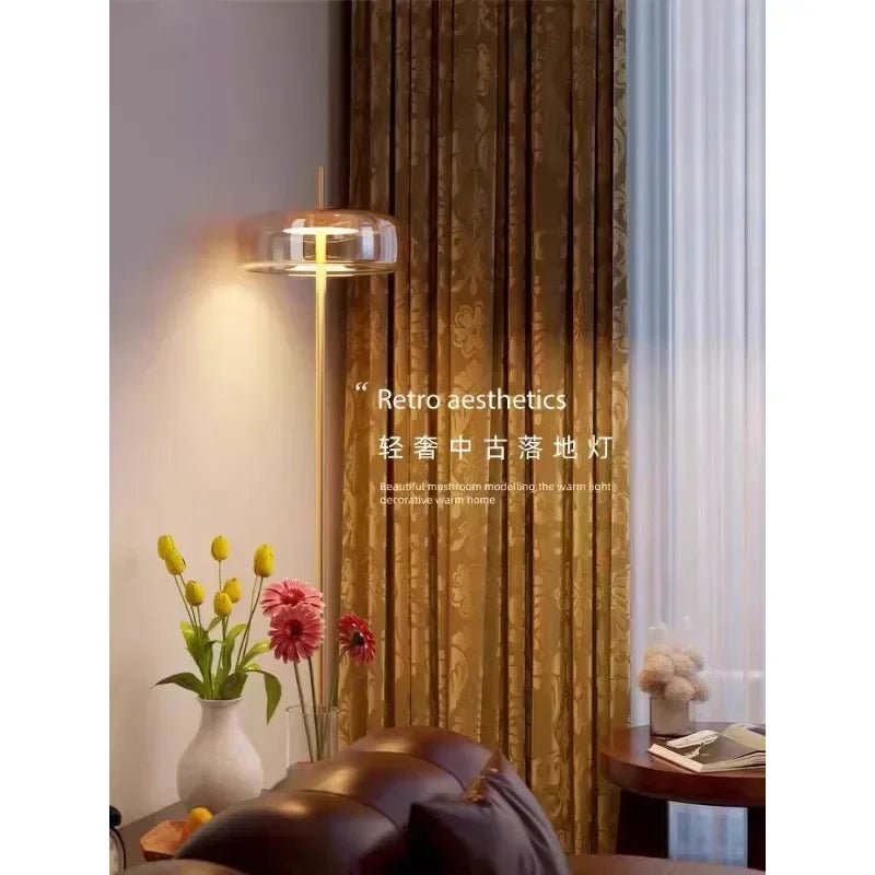 Lampadaire LED minimaliste en verre, lumière d’ambiance cosy pour salon et chambre - Luminous Place