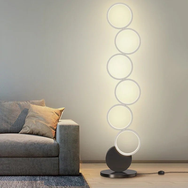 Lampadaire LED moderne minimaliste en métal avec télécommande et gradation, lumière chaude et froide - Luminous Place