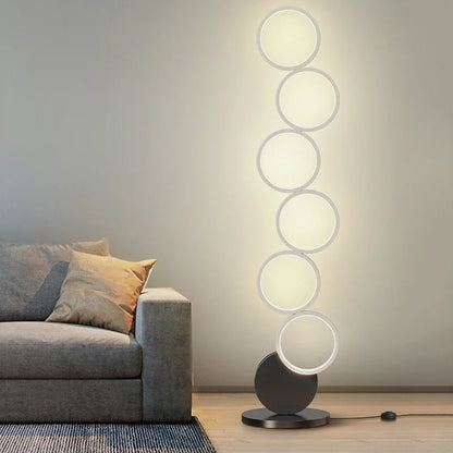 Lampadaire LED moderne minimaliste en métal avec télécommande et gradation, lumière chaude et froide - Luminous Place