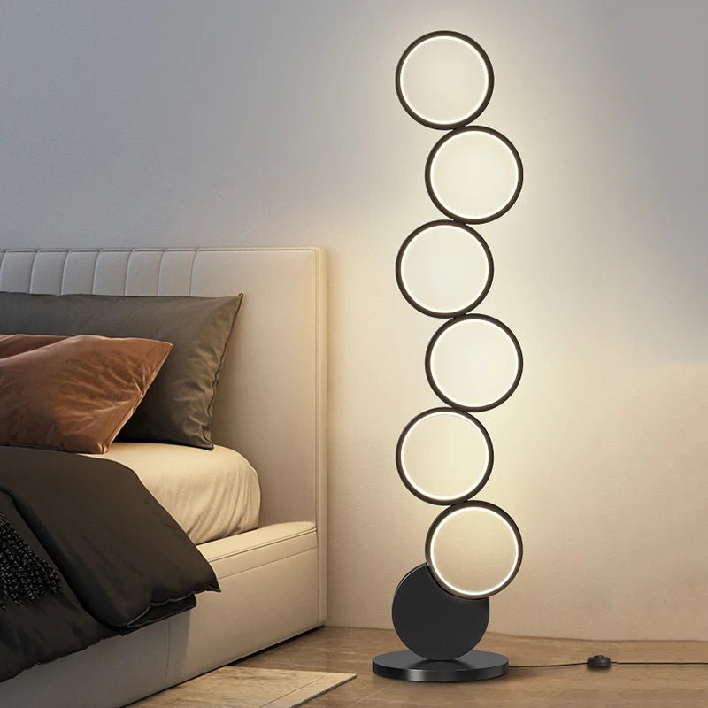 Lampadaire LED moderne minimaliste en métal avec télécommande et gradation, lumière chaude et froide - Luminous Place