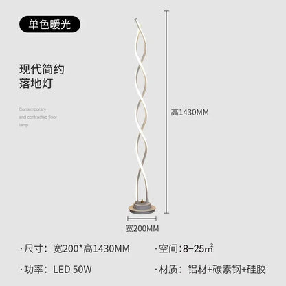 Lampadaire LED moderne minimaliste en spirale en aluminium pour salon et bureau - Luminous Place