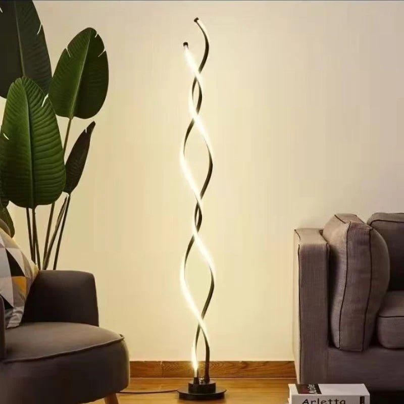 Lampadaire LED moderne minimaliste en spirale en aluminium pour salon et bureau - Luminous Place