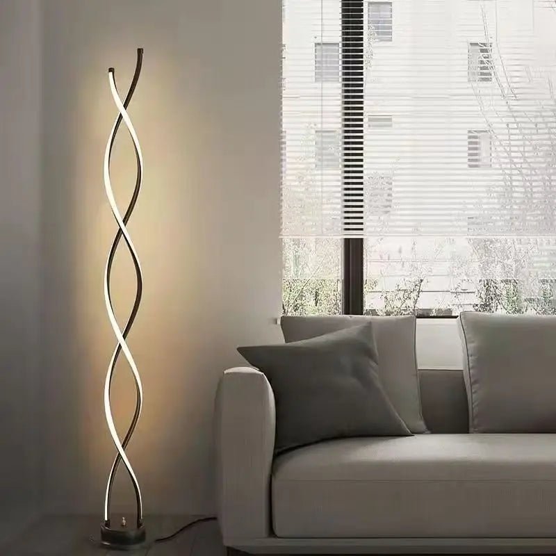 Lampadaire LED moderne minimaliste en spirale en aluminium pour salon et bureau - Luminous Place