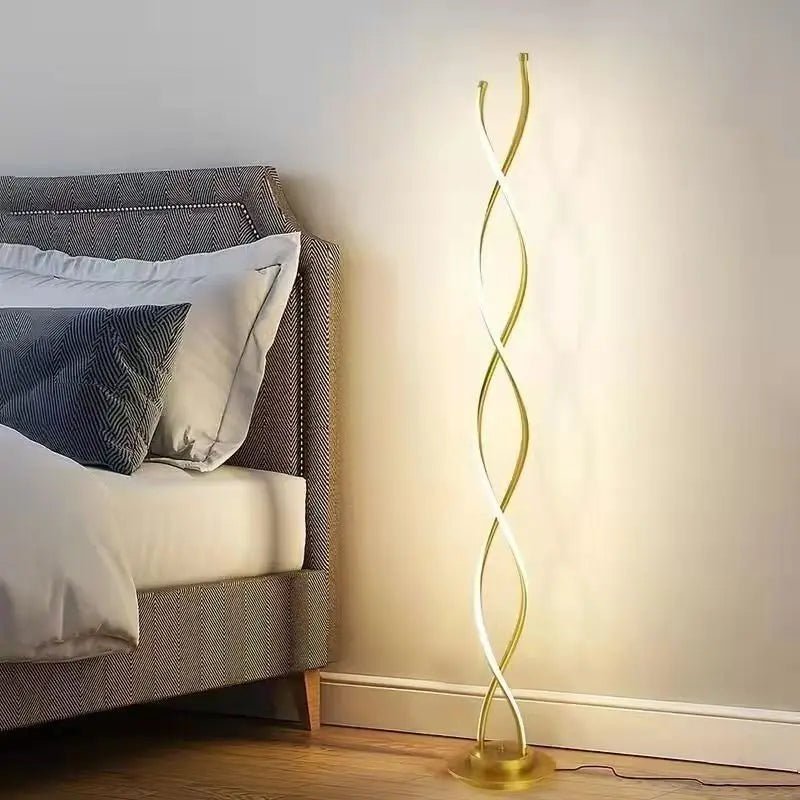 Lampadaire LED moderne minimaliste en spirale en aluminium pour salon et bureau - Luminous Place