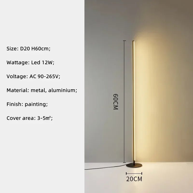 Lampadaire LED nordique noir à intensité variable avec interrupteur au pied, éclairage cosy pour salon et chambre - Luminous Place